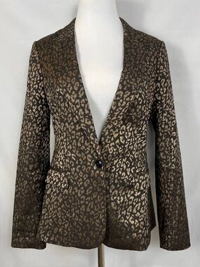 Banana Republic Bronze Metallic Leopard-Print Blazer